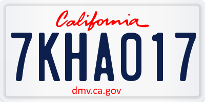 CA license plate 7KHA017