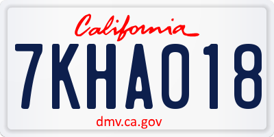 CA license plate 7KHA018