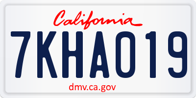 CA license plate 7KHA019