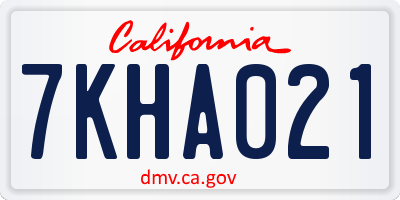 CA license plate 7KHA021
