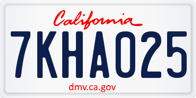 CA license plate 7KHA025