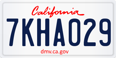 CA license plate 7KHA029