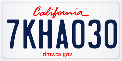 CA license plate 7KHA030