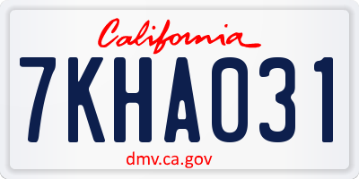 CA license plate 7KHA031
