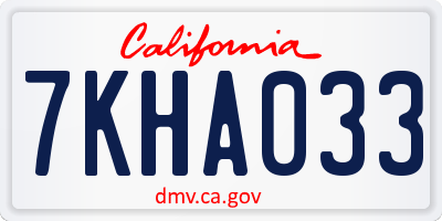 CA license plate 7KHA033