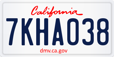 CA license plate 7KHA038