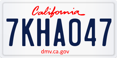 CA license plate 7KHA047