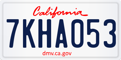 CA license plate 7KHA053