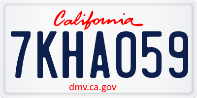 CA license plate 7KHA059