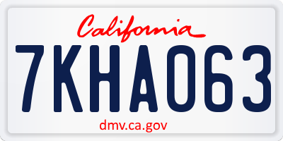 CA license plate 7KHA063