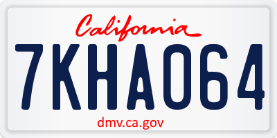 CA license plate 7KHA064