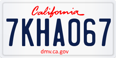 CA license plate 7KHA067