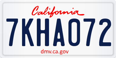 CA license plate 7KHA072