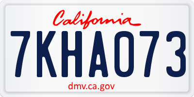 CA license plate 7KHA073