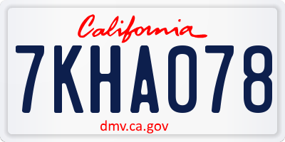 CA license plate 7KHA078