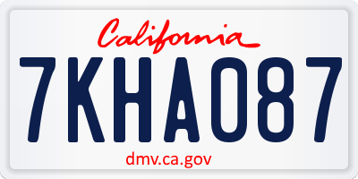 CA license plate 7KHA087