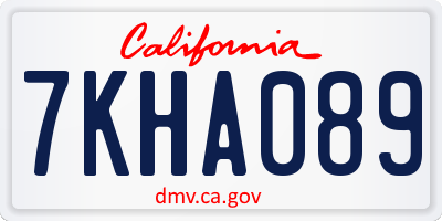 CA license plate 7KHA089