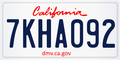 CA license plate 7KHA092