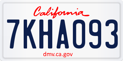 CA license plate 7KHA093