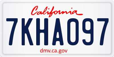 CA license plate 7KHA097
