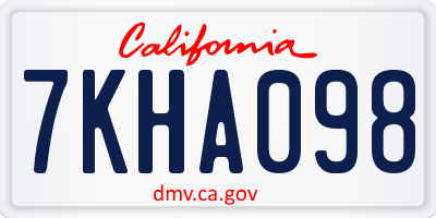 CA license plate 7KHA098