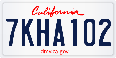 CA license plate 7KHA102