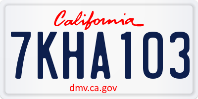 CA license plate 7KHA103