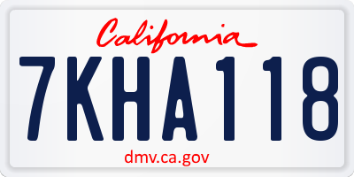 CA license plate 7KHA118