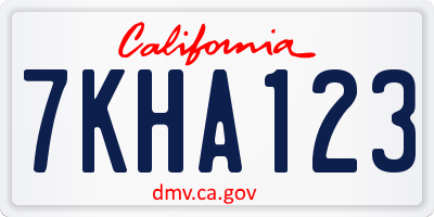 CA license plate 7KHA123