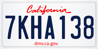 CA license plate 7KHA138