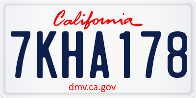 CA license plate 7KHA178