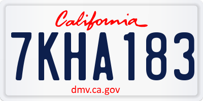 CA license plate 7KHA183