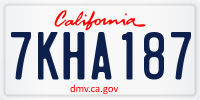 CA license plate 7KHA187