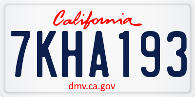 CA license plate 7KHA193