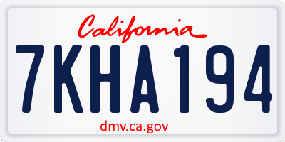 CA license plate 7KHA194