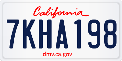 CA license plate 7KHA198