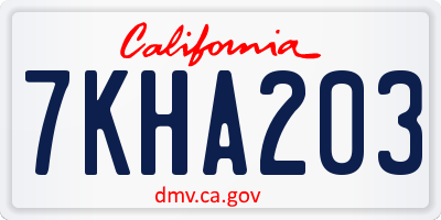 CA license plate 7KHA203