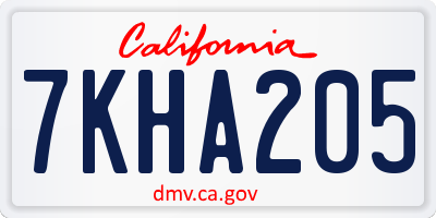 CA license plate 7KHA205