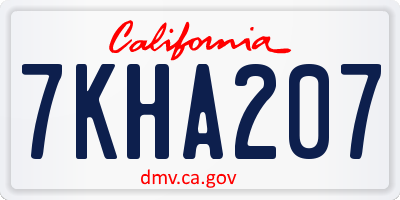 CA license plate 7KHA207
