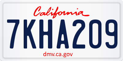 CA license plate 7KHA209