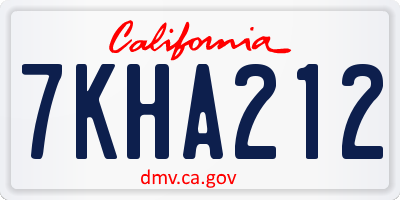 CA license plate 7KHA212