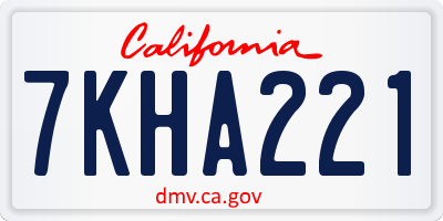CA license plate 7KHA221