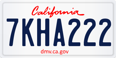 CA license plate 7KHA222