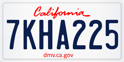 CA license plate 7KHA225