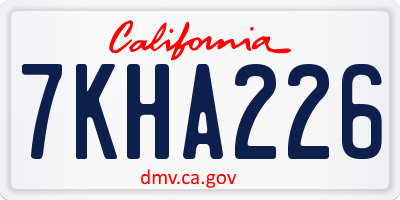 CA license plate 7KHA226