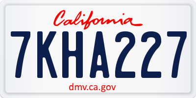 CA license plate 7KHA227
