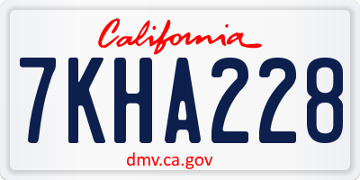 CA license plate 7KHA228