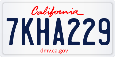 CA license plate 7KHA229