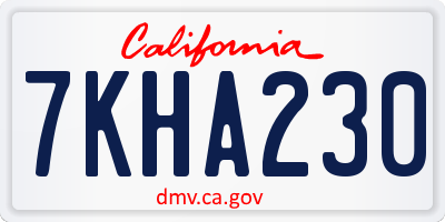 CA license plate 7KHA230