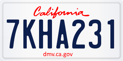 CA license plate 7KHA231